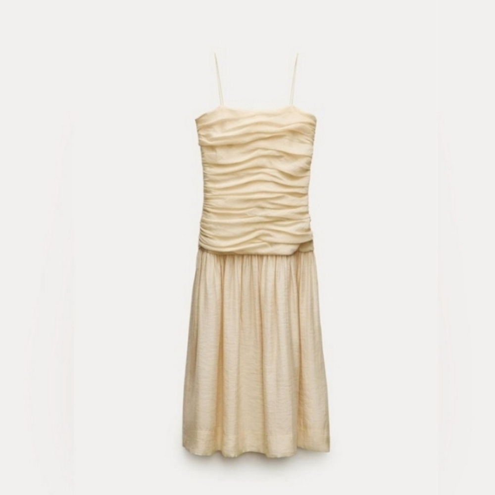 Zara Draped Midi Dress Size S - Picture 15 of 16